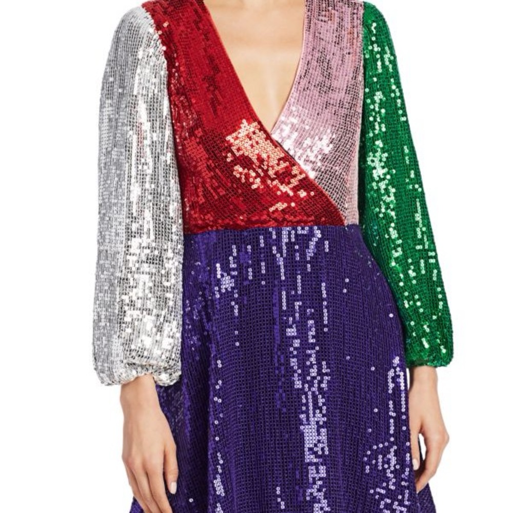 Alice + Olivia Colorblock sequin dress
